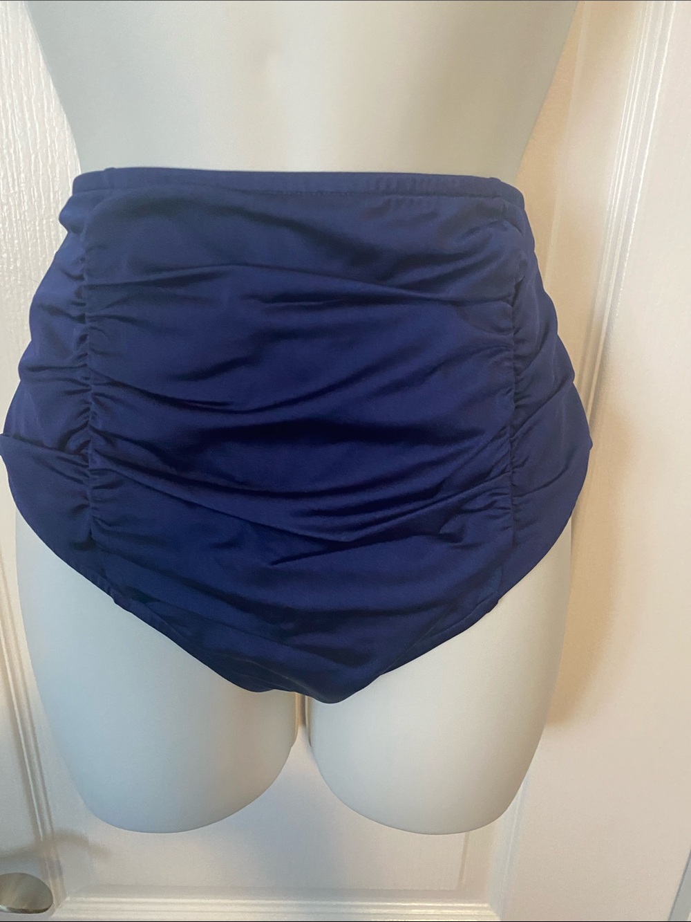 VENUS Navy Blue Ruched High-Waist Swim Bottoms